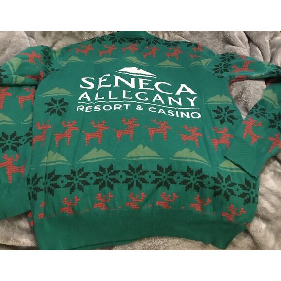 Seneca Allegany Ugly Christmas Sweater Santa Favorite Place To Play XL - Picture 11 of 12